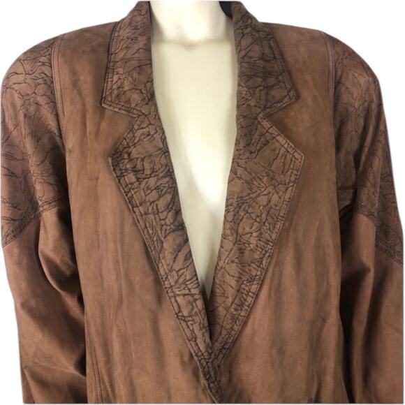 Vintage 80s G-III Global Identity Oversized Slouchy brown leather coat large - Picture 3 of 16
